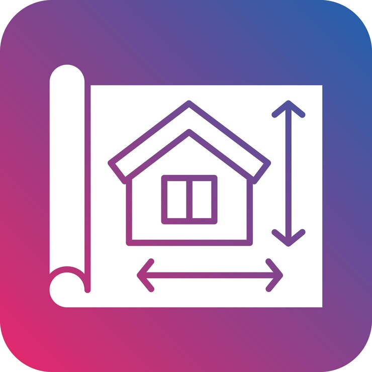Vector una casa con un borde azul y rosado y un fondo azul y rosa y púrpura