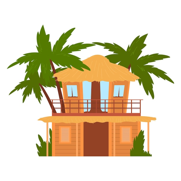 Casa bungalow casa arquitectura vector ilustración árbol aislado en blanco