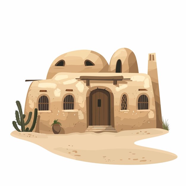 una casa con un cactus en el fondo