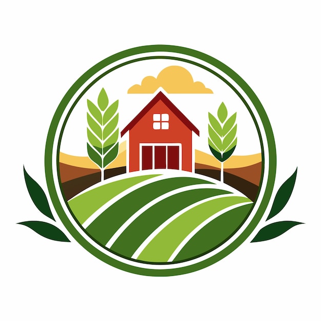 una casa en un campo con una casa en el fondo