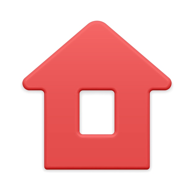 Casa de campo roja minimalista con ventana y vista frontal de techo triangular Vector 3d de adorno navideño