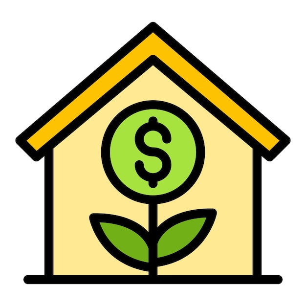 Casa caridad icono contorno vector corazón ayuda finanzas inversor color plano
