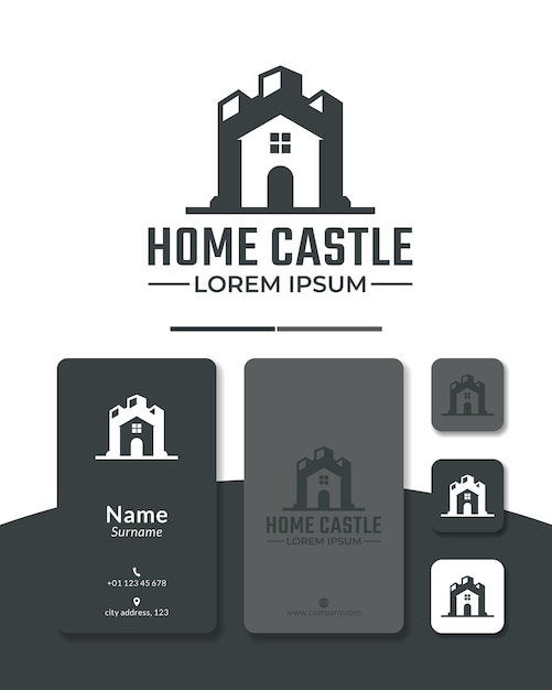 Casa castillo logo diseño vector fortaleza palacio