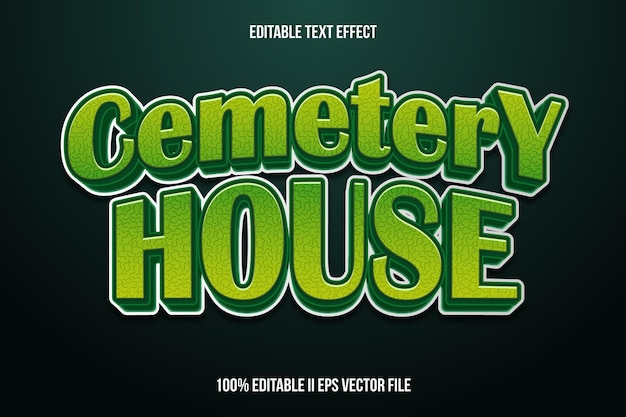 Casa Del Cementerio Efecto De Texto Editable Estilo Degradado De Relieve 3d