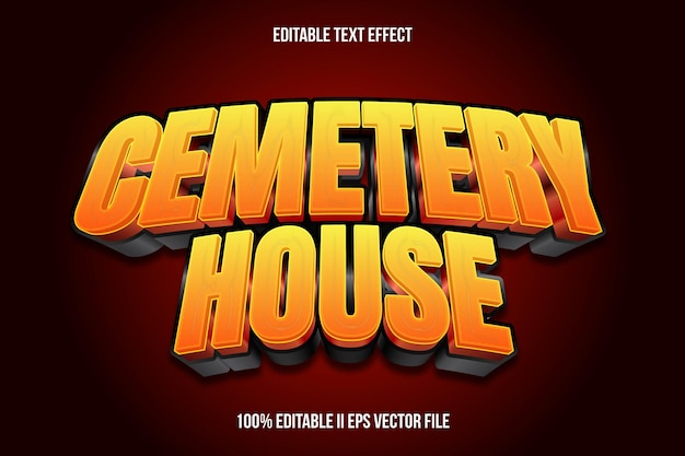Casa Del Cementerio Efecto De Texto Editable Estilo Degradado De Relieve 3d