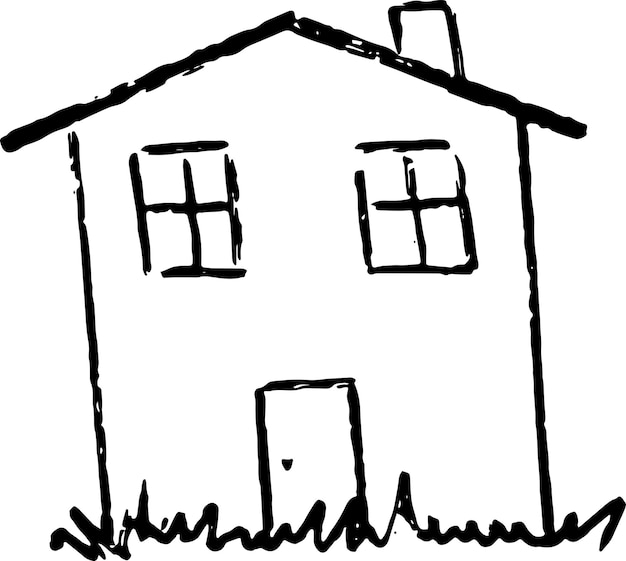 casa clásica minimalista boceto dibujo a mano ilustración