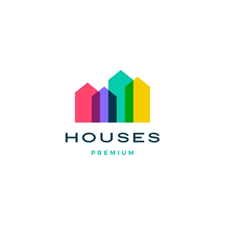 Vector casa colorida casa hipoteca techo arquitecto logo