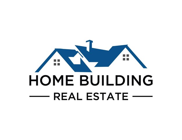 una casa construida por una casa que dice hogar bienes raíces hogar logotipo de bienes raíces