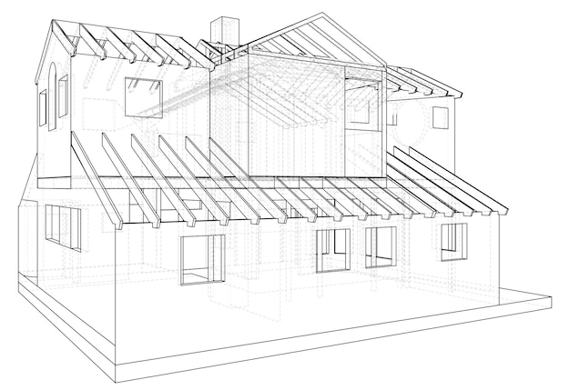 Casa de dibujo vectorial en el fondo blanco EPS 10 Vector creado de 3d