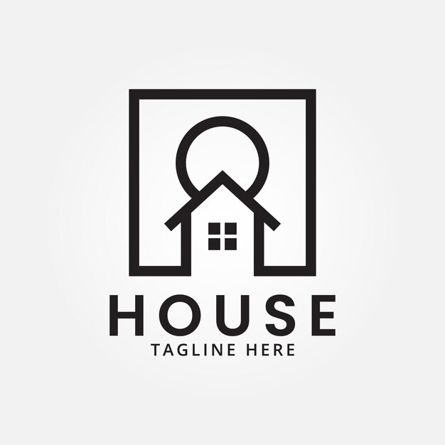 casa con diseño de icono vectorial del logotipo del sol