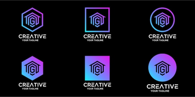casa de diseño de logotipo combinado con diseño de plantilla de letra g