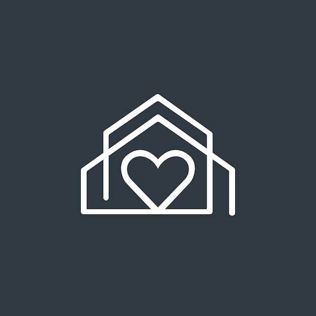 Casa con diseño de logotipo en forma de corazón Vector de icono de casa de amor moderno y simple