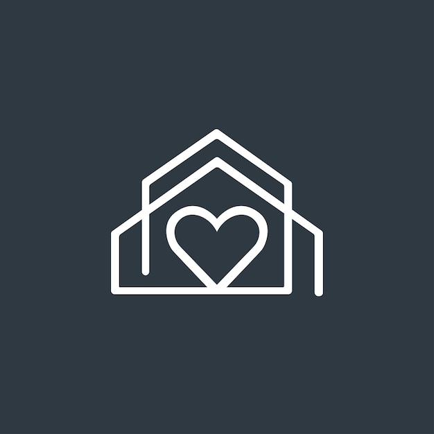 Vector casa con diseño de logotipo en forma de corazón vector de icono de casa de amor moderno y simple