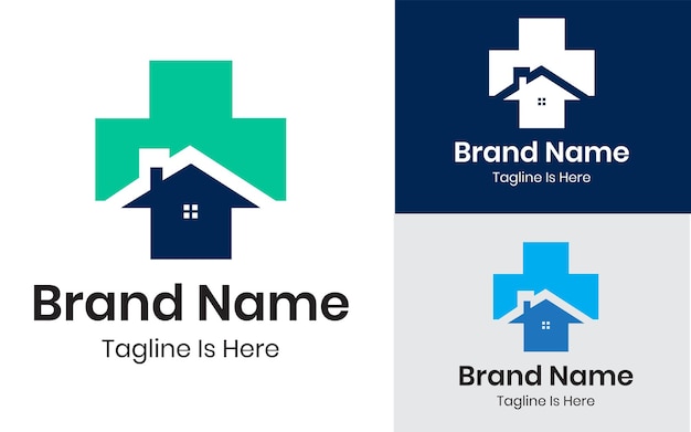 Casa con diseño de logotipo de icono de hospital más
