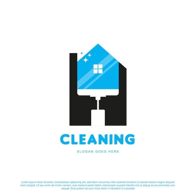 Casa de diseño de logotipo de limpieza creativa con vector de vacío