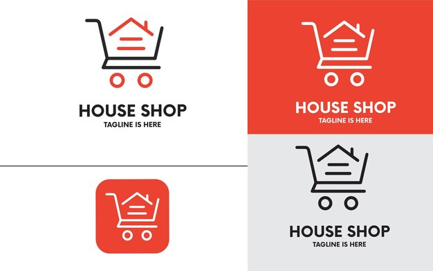 Casa con diseño de logotipo troly de tienda de comercio electrónico.