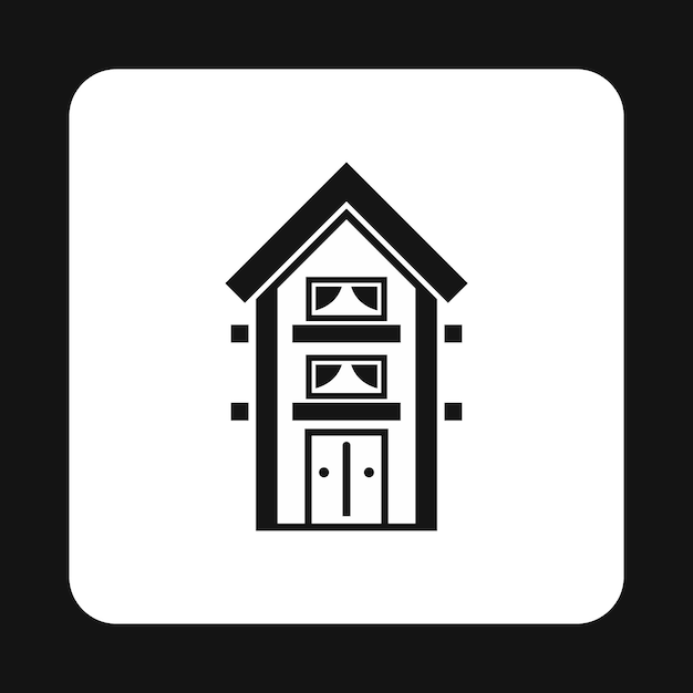 Casa de dos pisos con balcones icono en estilo simple aislado en fondo blanco Ilustración vectorial del símbolo de la estructura