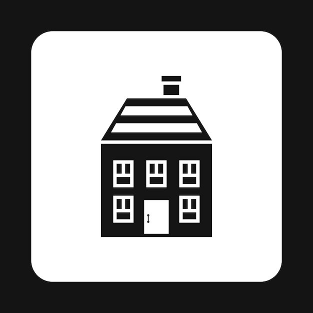 Casa de dos pisos con icona de chimenea en estilo simple aislada sobre un fondo blanco Ilustración vectorial del símbolo de la estructura