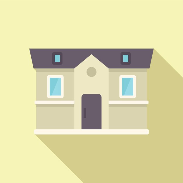 Casa de dos pisos con ventanas en el ático que proyectan una larga sombra