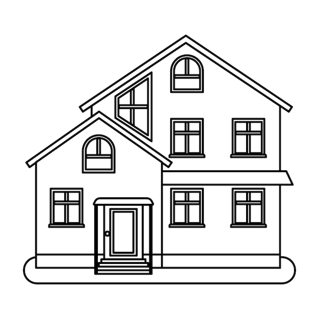 Casa en estilo de línea fina sobre fondo blanco. Ilustración vectorial.