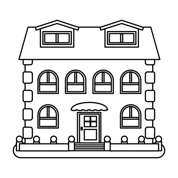 Casa en estilo de línea fina sobre fondo blanco. Ilustración vectorial.