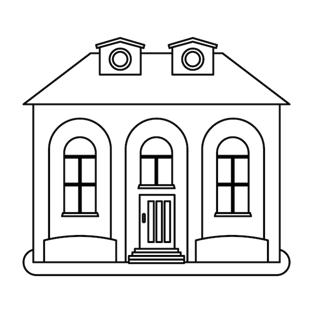 Casa en estilo de línea fina sobre fondo blanco Ilustración vectorial