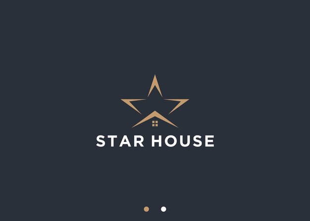 casa con estrellas diseño de logotipo ilustración de silueta vectorial