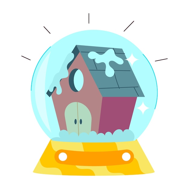 una casa en un globo de nieve con una casa en la parte superior