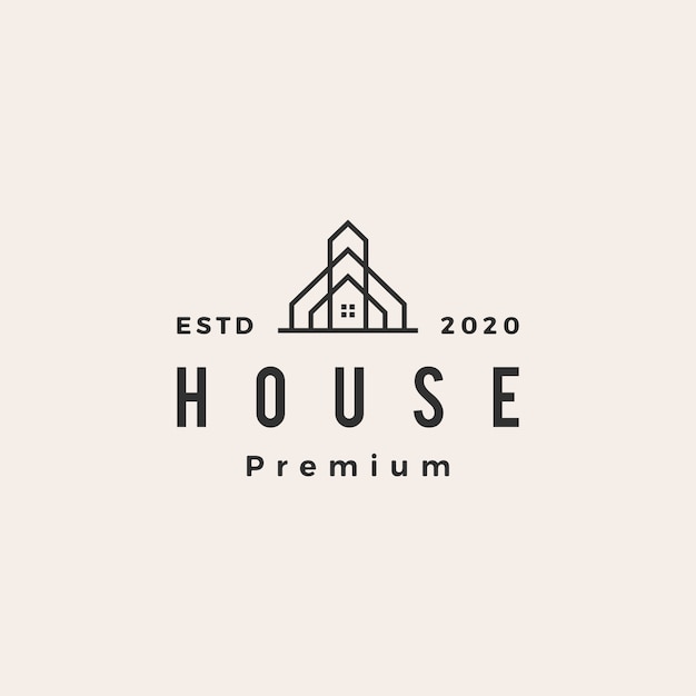 Casa, hipoteca, techo, arquitecto, vendimia, logotipo, icono, ilustración