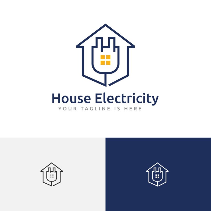 Casa Hogar Electricidad Producto Servicio Monoline Logo