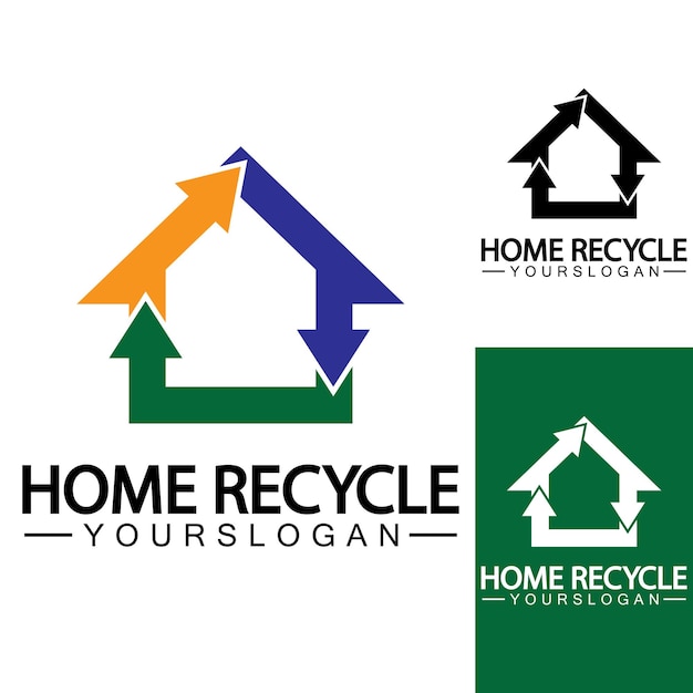 Casa hogar reciclar logo icono vector ilustración diseño