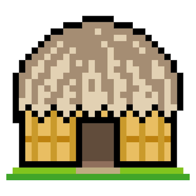 La casa de Honai en pixel art aislada sobre un fondo blanco