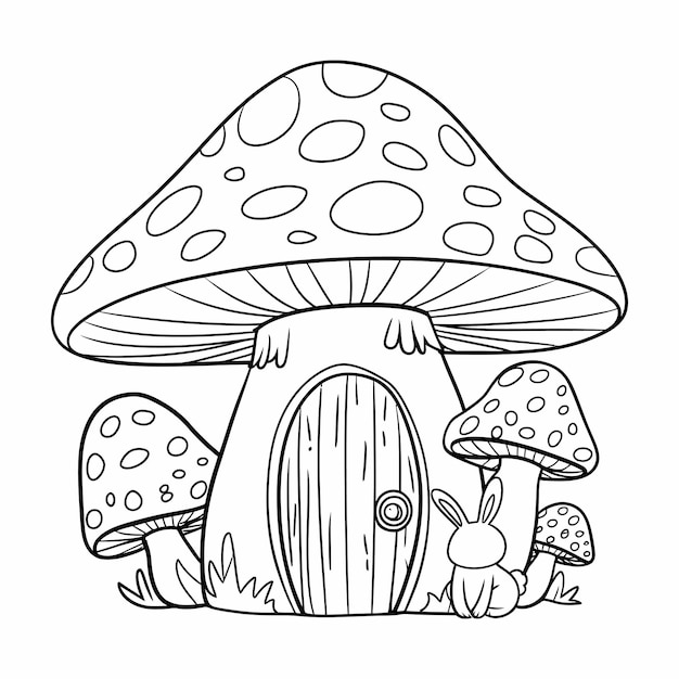La casa de los hongos con el conejo