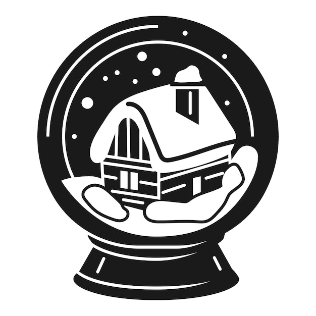 Casa en icono de globo de nieve Ilustración simple de casa en icono de vector de globo de nieve para diseño web aislado sobre fondo blanco