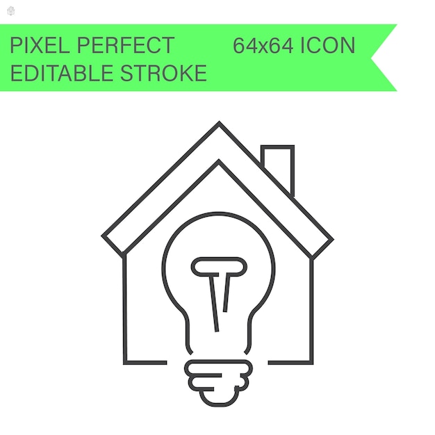 Casa Icono de inicio iconos de ecología Trazo editable 64x64 Píxel perfecto