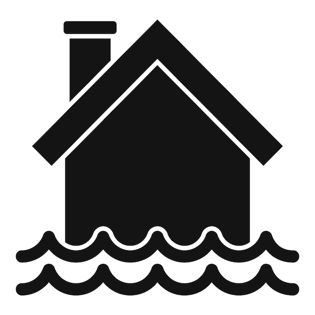 Casa en icono de inundación vector simple Cambio climático global
