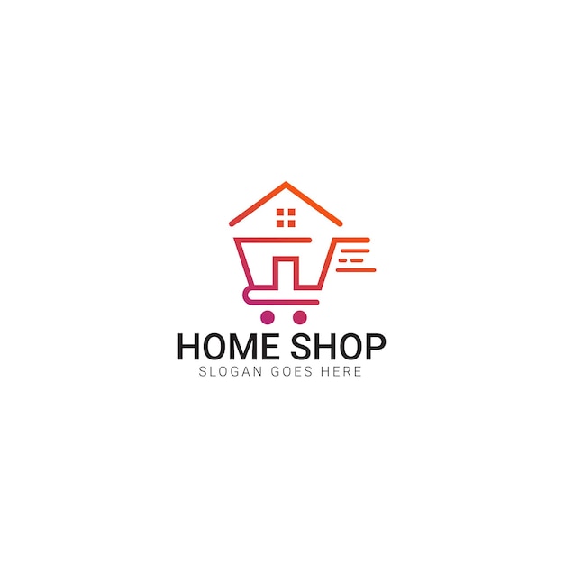 Casa con icono de logotipo simple carrito de compras