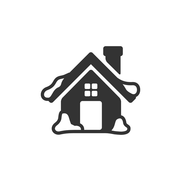 Casa con icono de nieve en