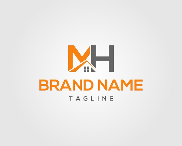 Casa inmobiliaria MH letra inicial logotipo monograma diseño tipografía plantilla vectorial