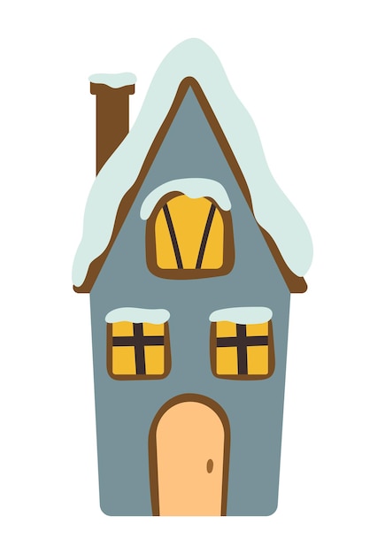 Casa de invierno Casa con chimenea y nieve Ilustración vectorial aislada para su diseño