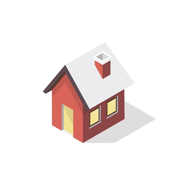 Casa de invierno isométrica. Ilustración vectorial