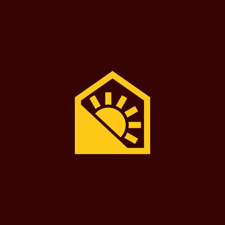 Casa del logotipo del sol Estampa de logotipo de casa y sol de estilo moderno y minimalista Logotipo de bienes raíces pr.