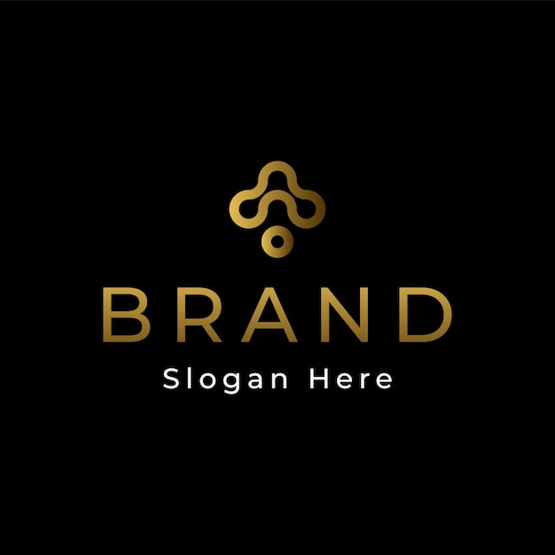 Casa de lujo con logotipo degradado dorado con icono de tecnología monern y diseño de logotipo minimalista para empresa