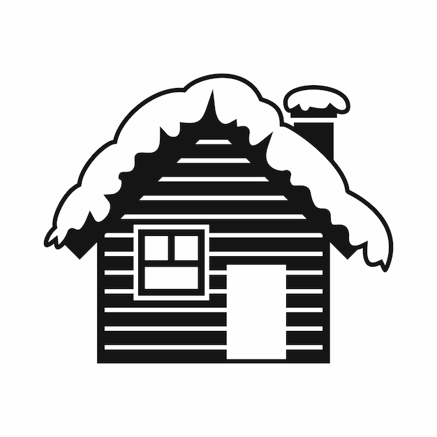 Casa de madera cubierta con icono de nieve en estilo simple ilustración vectorial aislada