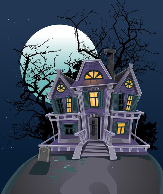 La casa mágica de la bruja de Halloween aislada en blanco
