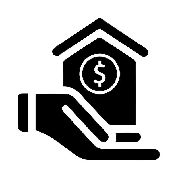 casa en la mano dinero en dólares en la mano préstamo de la casa icono de préstamo de casa