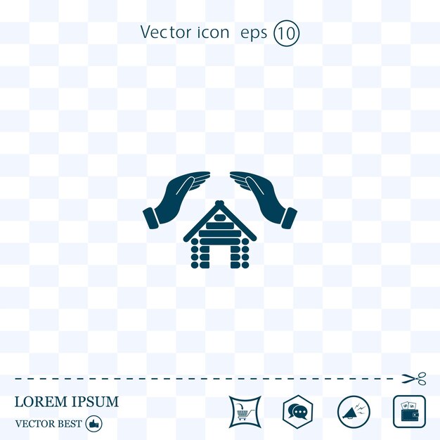 Casa en mano protección del hogar ilustración vectorial Eps 10