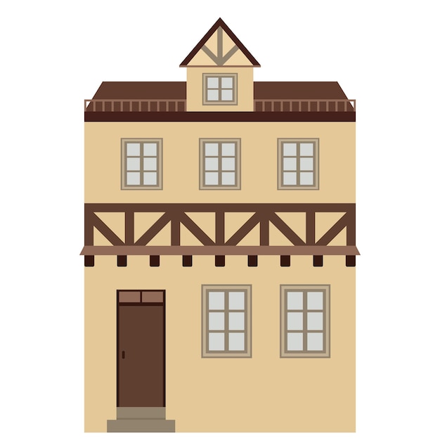 Casa marrón beige aislada sobre fondo blanco, vector plano