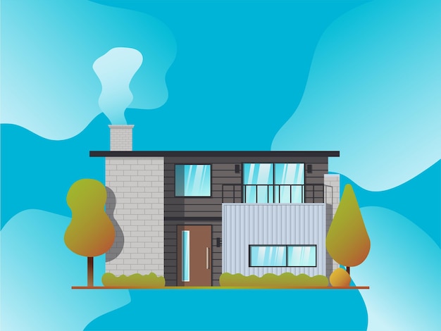 Casa Moderna En Diseño Plano Gratis
