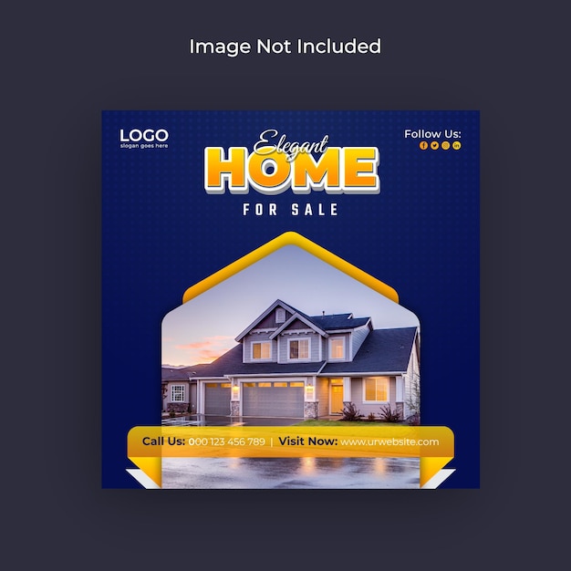 Casa moderna en venta bienes raíces publicación de instagram banner de redes sociales y banner web vector premium